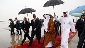 Sheikh Khalifa bin Zayed al-Nahyan with President George W Bush in 2008