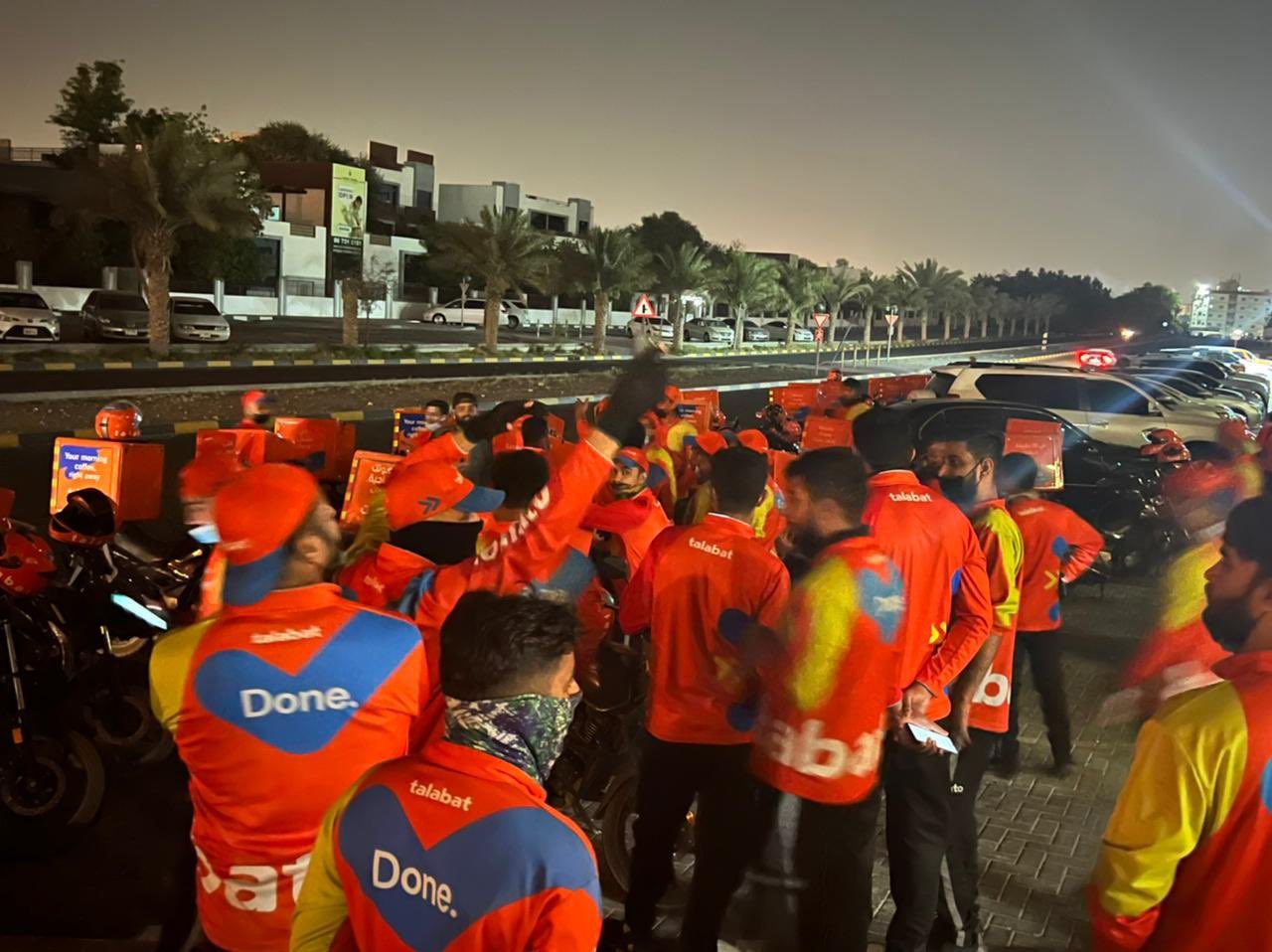 Talabat riders refused to work over their pay and working conditions. Picture: Twitter