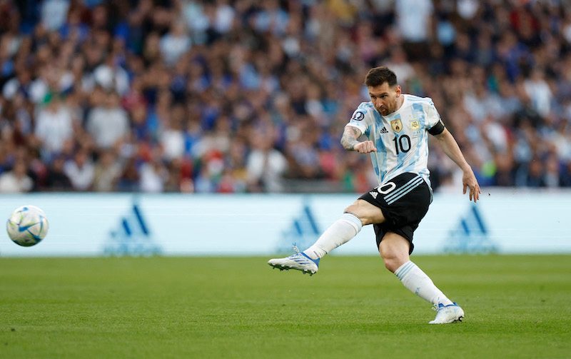Lionel Messi waving his wand of a left foot for Argentina