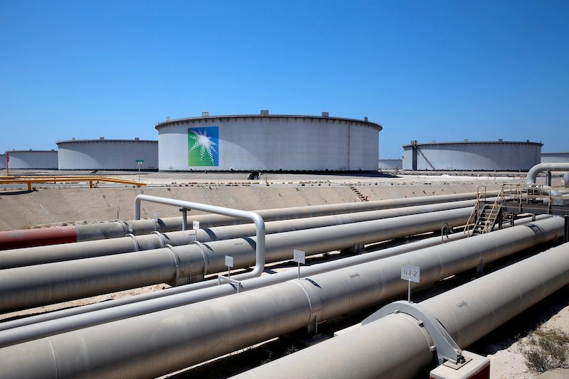 Aramco tanks and oil pipe at the Ras Tanura oil refinery