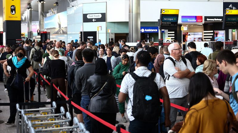 Passengers queue at Heathrow Terminal 2. Mubadala is considering an investment after being approached by buyout company Ardian