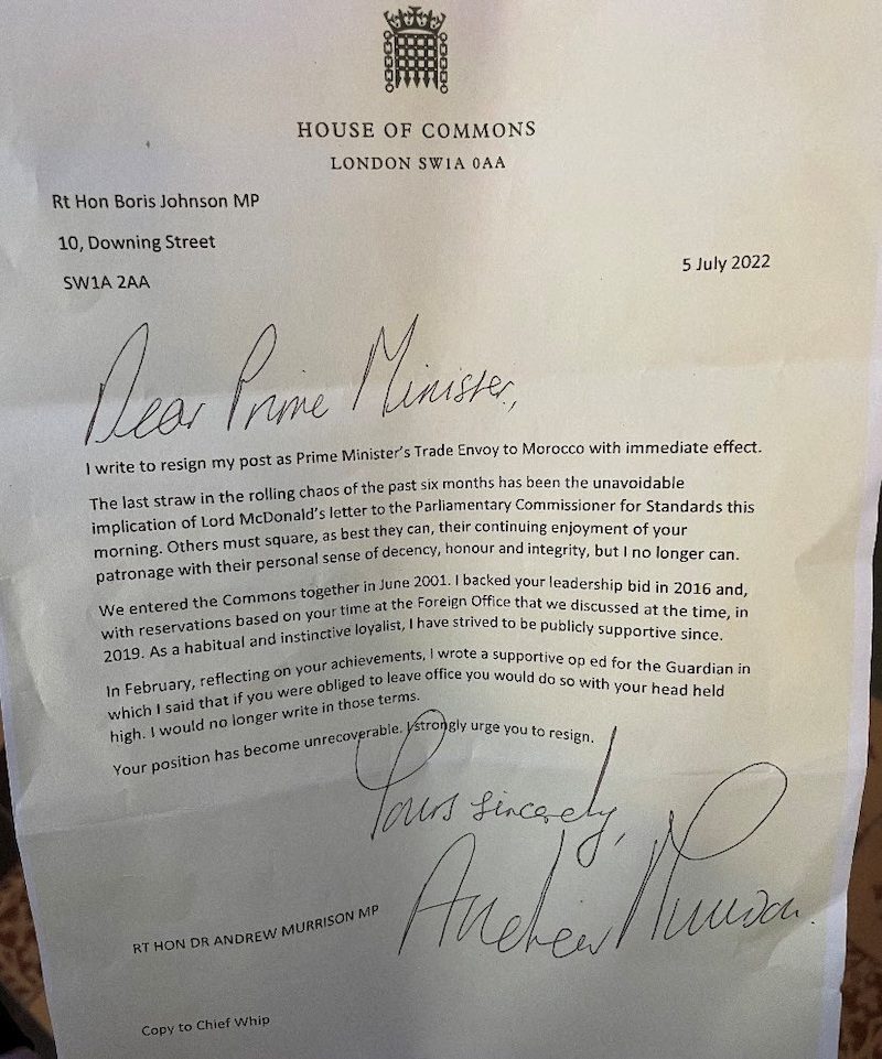 Andrew Murrison's resignation letter