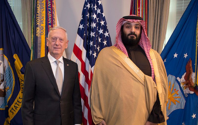 Mohammed bin Salman with the then US defense secretary James Mattis in 2018