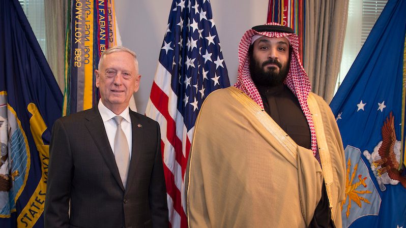 Mohammed bin Salman with the then US defense secretary James Mattis in 2018