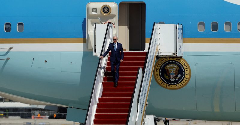 Biden disembarks Air Force One at Ben Gurion International Airport