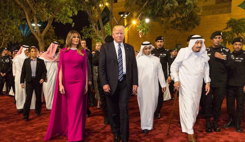 President Donald Trump and First Lady Melania with King Salman bin Abdulaziz Al Saud of Saudi Arabia, in 2017