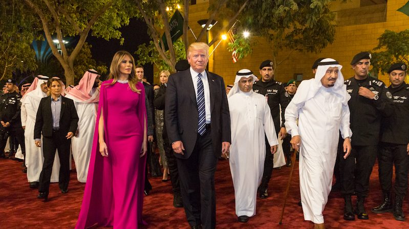 President Donald Trump and First Lady Melania with King Salman bin Abdulaziz Al Saud of Saudi Arabia, in 2017