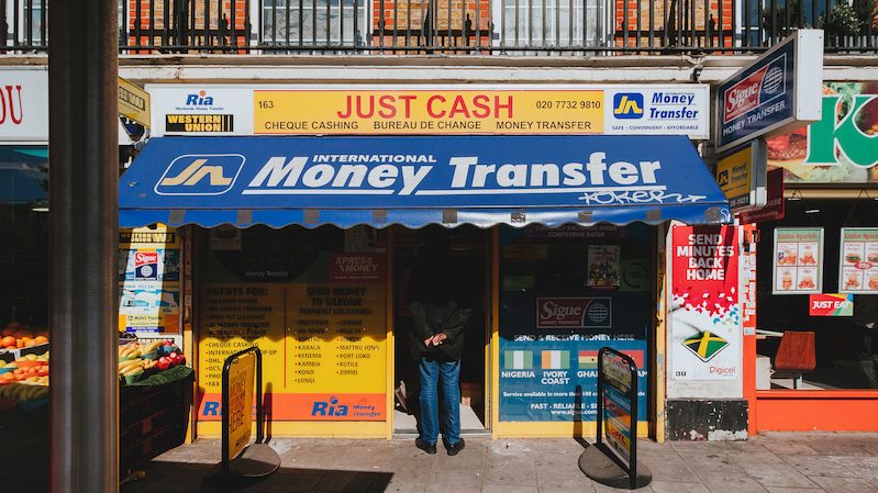 A money transfer shop in London