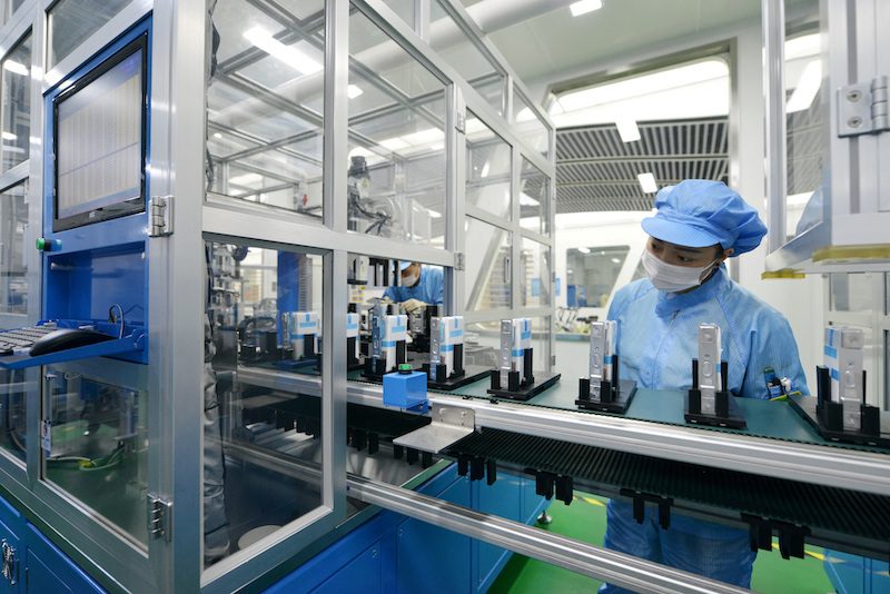 A lithium-ion battery factory in China. Abu Dhabi is planning to build a similar facility