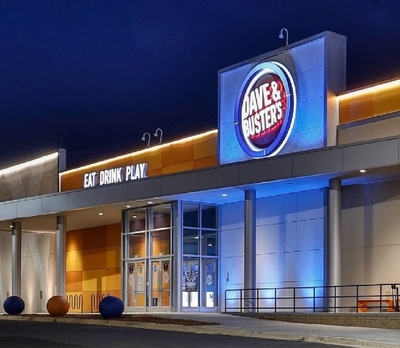 Each Dave & Buster's has a full-service restaurant and a video arcade