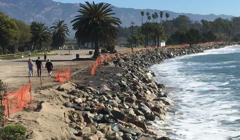 Sea level rise and land erosion are consequences of climate change on this California beach