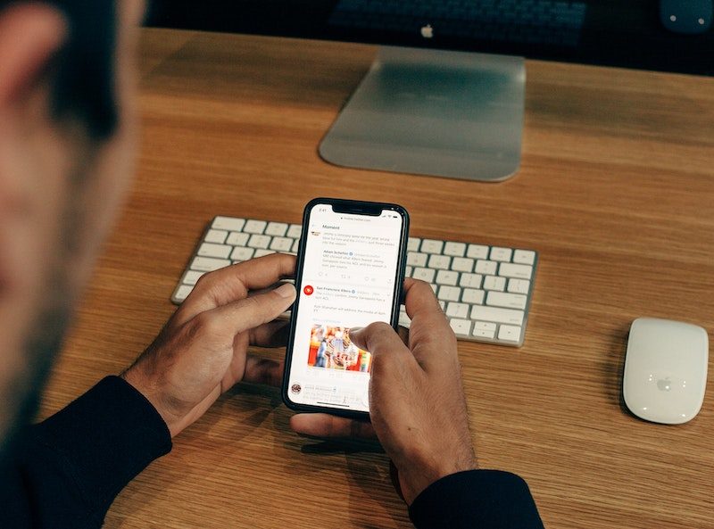 Man reading social media