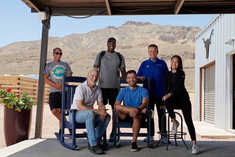 Hamish Harding and the rest of the Blue Origin crew before lift-off in west Texas