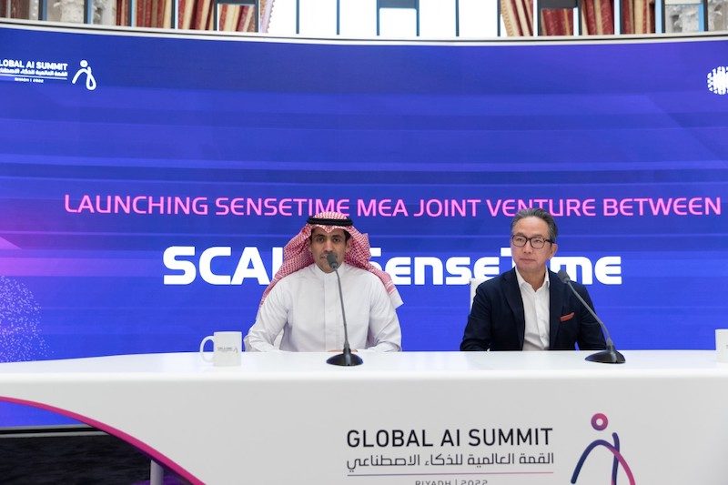 Ayman AlRashed, CEO of SCAI, and George Huang, CEO of international business and acting SenseTime MEA CEO, at the signing ceremony
