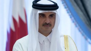 Sheikh Tamim bin Hamad Al-Thani would not be drawn on whether Europe was right to sanction Russia