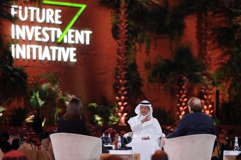 Prince Abdulaziz bin Salman speaks at the Future Investment Initiative conference in Riyadh on October 25