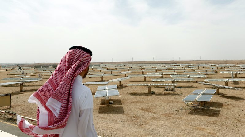 Solar plant in Uyayna, north of Riyadh. Saudi Arabia, along with other Gulf countries, is intensifying decarbonisation efforts