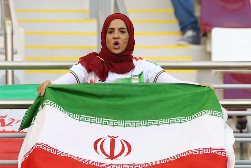 An Iran fan in the Khalifa stadium, Doha, ahead of her team's opening World Cup match against England on November 21. A marine link from Bushehr, southern Iran, to Qatar has opened for the tournament