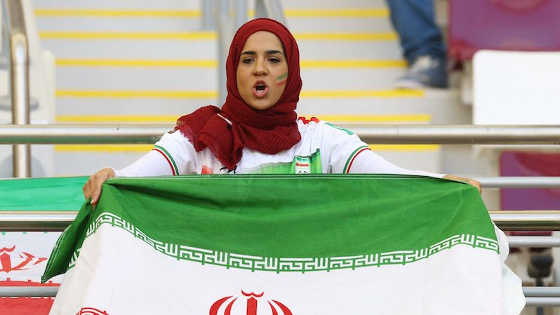 An Iran fan in the Khalifa stadium, Doha, ahead of her team's opening World Cup match against England on November 21. A marine link from Bushehr, southern Iran, to Qatar has opened for the tournament
