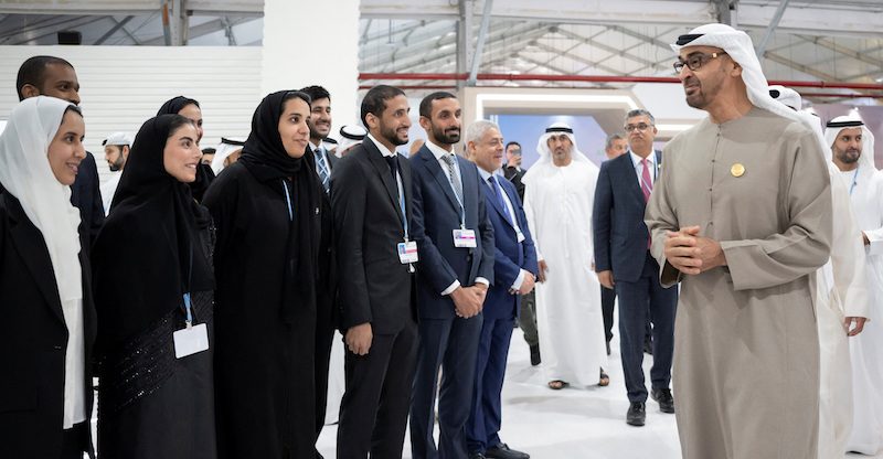 United Arab Emirates president Sheikh Mohammed bin Zayed al-Nahyan at the UAE Pavilion during Cop27