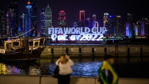 World Cup logo on Corniche Promenade