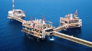 A Qatargas offshore complex. The country's oil and gas revenues rose 67% in the first half of 2022