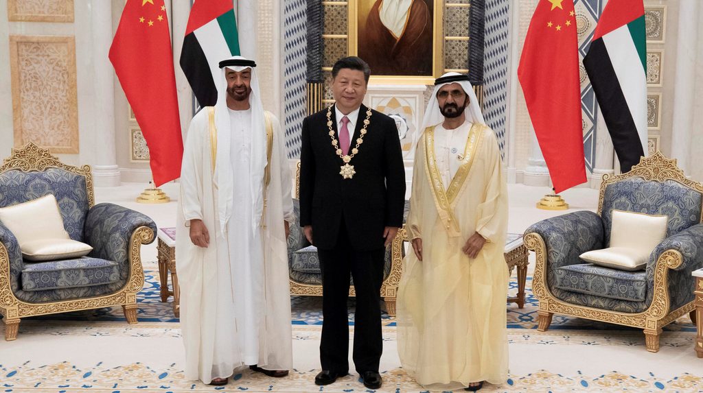 China and the Gulf countries are increasing their trade deals, building on the relationship Chinese President Xi Jinping has with Ruler of Dubai Sheikh Mohammed bin Rashed al-Maktoum, right, and Abu Dhabi's Crown Prince Sheikh Mohammed bin Zayed al-Nahyan