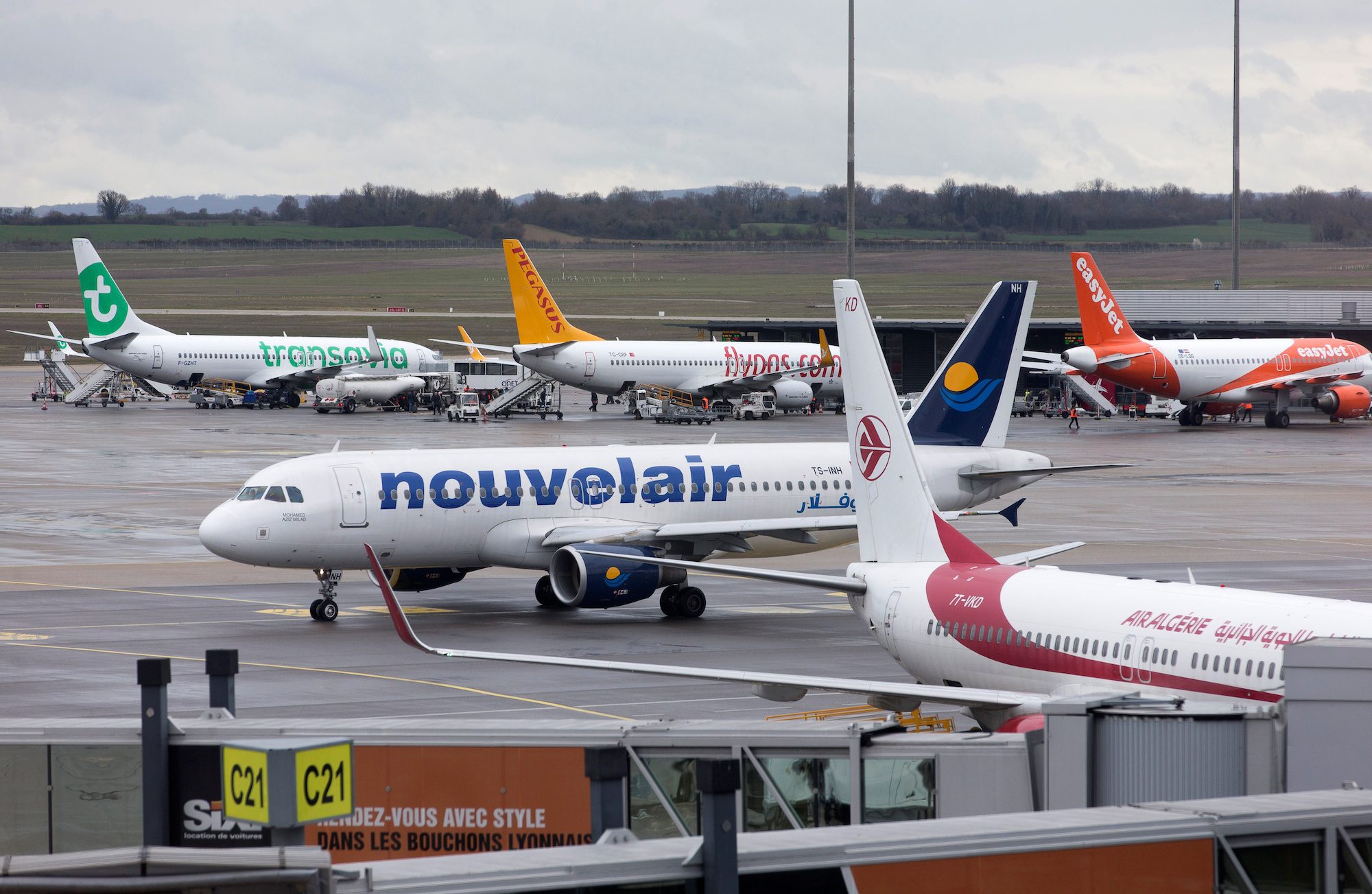 A Nouvelair plane on the tarmac at Lyon-Saint Exupéry airport in France. The airline carried 1.3m passengers in the year to November