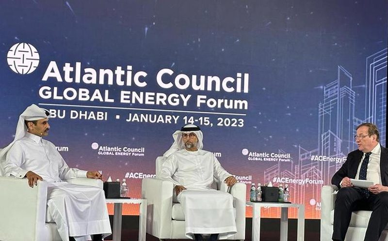 Qatar's energy minister Saad Al Kaabi (left) took part in an open-panel discussion with his UAE counterpart Suhail Al Mazrouei at the Atlantic Council Global Energy Forum