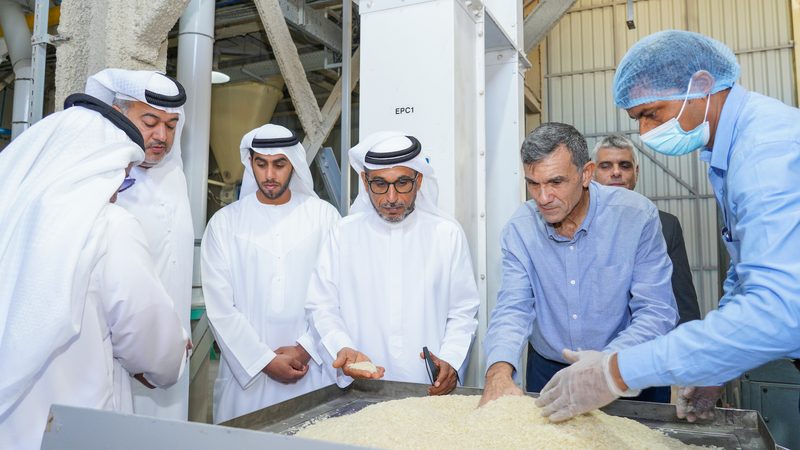 Mohamed Saif Al Suwaidi, director general of the Abu Dhabi fund, visits an agricultural business in KIZAD