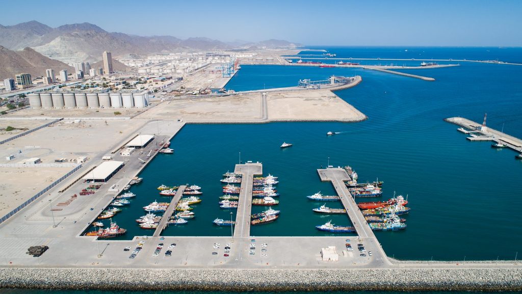 An aerial view of the Port of Fujairah