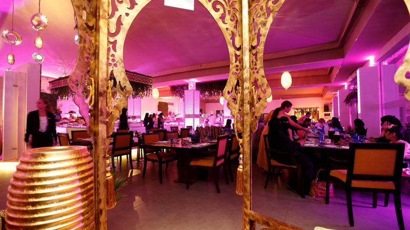 Guests prior to eating iftar at Ramadan Iftar Restaurant at Ritz Carlton Hotel in Manama, Bahrain.