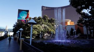 An exterior view Wynn hotel-casino in Las Vegas, Nevada, U.S.
