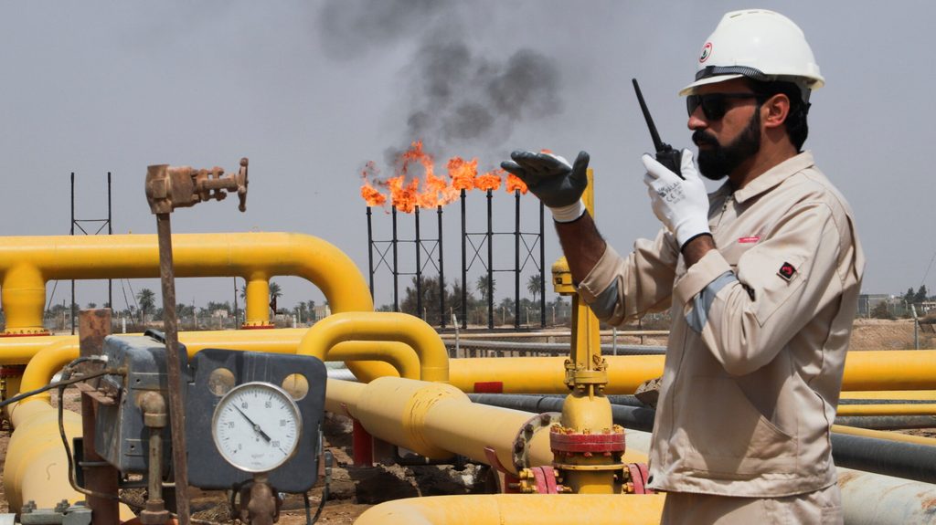 A worker at Nahr Bin Umar oil field, north of Basra. Iraq has about 8% of global oil reserves