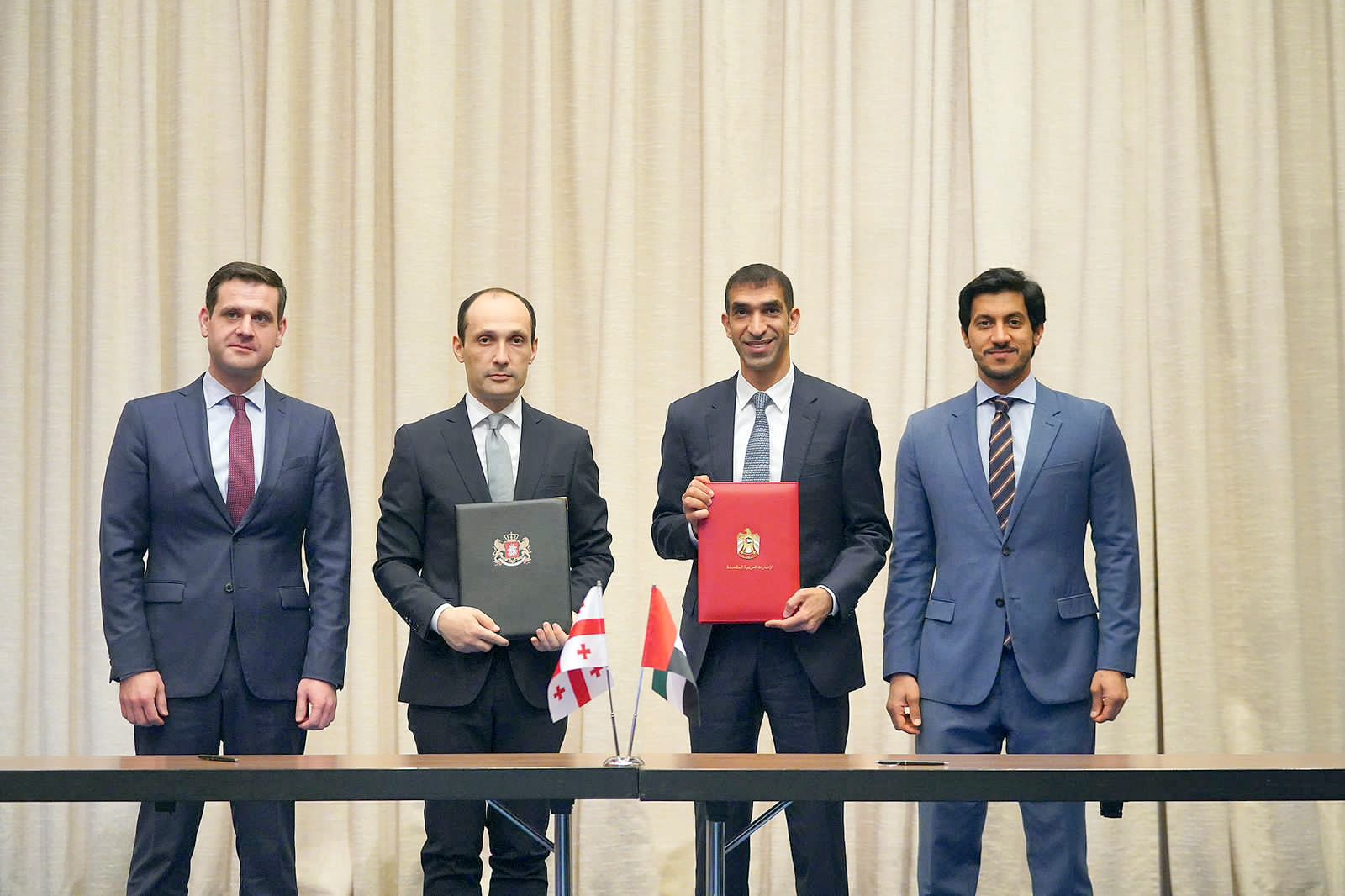 Dr. Thani bin Ahmed Al Zeyoudi, Minister of State for Foreign Trade, and Levan Davitashvili, Vice Prime Minister and Minister of Economy and Sustainable Development of Georgia,