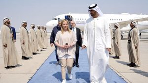 Georgia Meloni and Sheikh Mohamed bin Zayed Al Nahyan