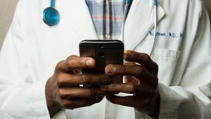 doctor, stethoscope, phone