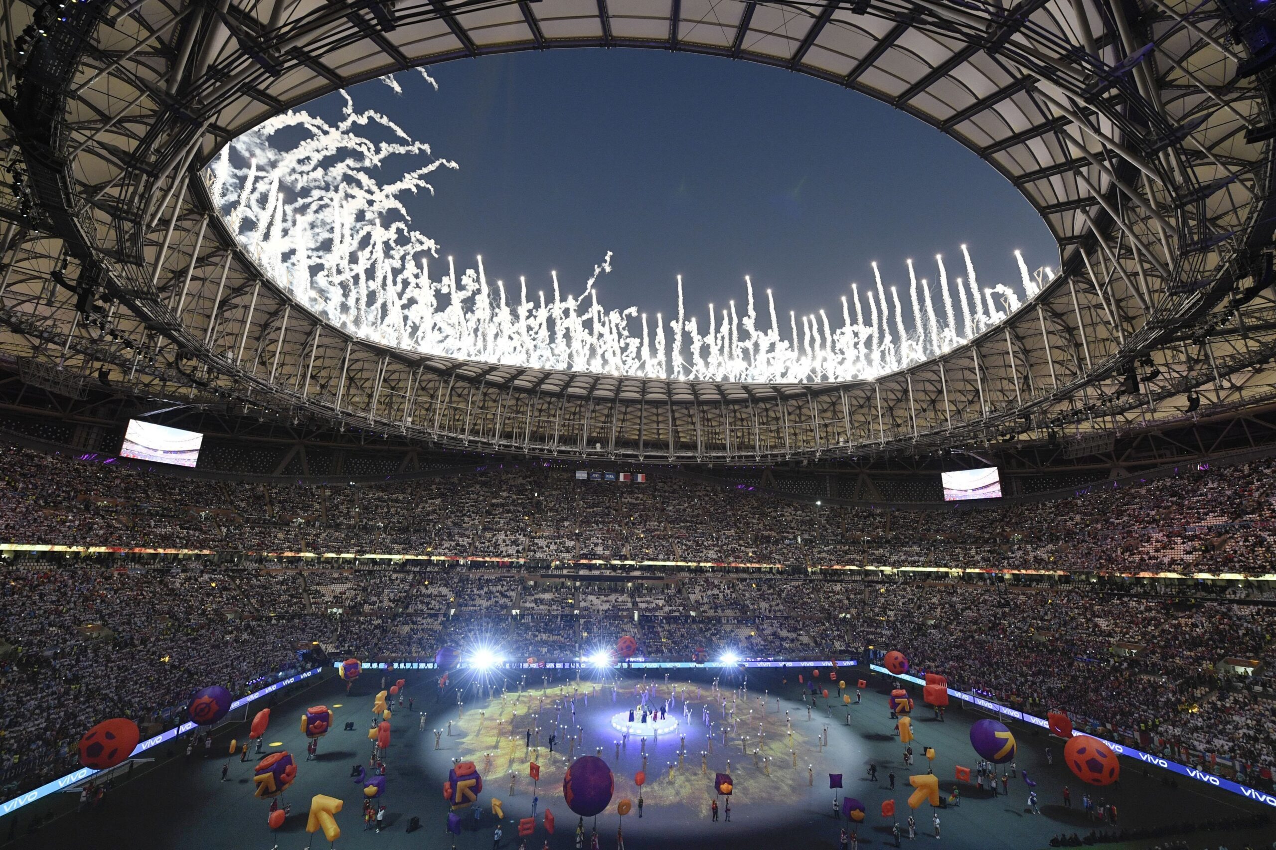 A ceremony is held ahead of the World Cup football final between France and Argentina at Lusail Stadium in Lusail, Qatar, on Dec. 18, 2022.