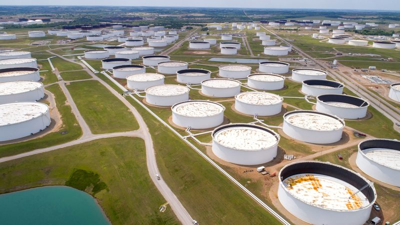 Crude oil storage tanks