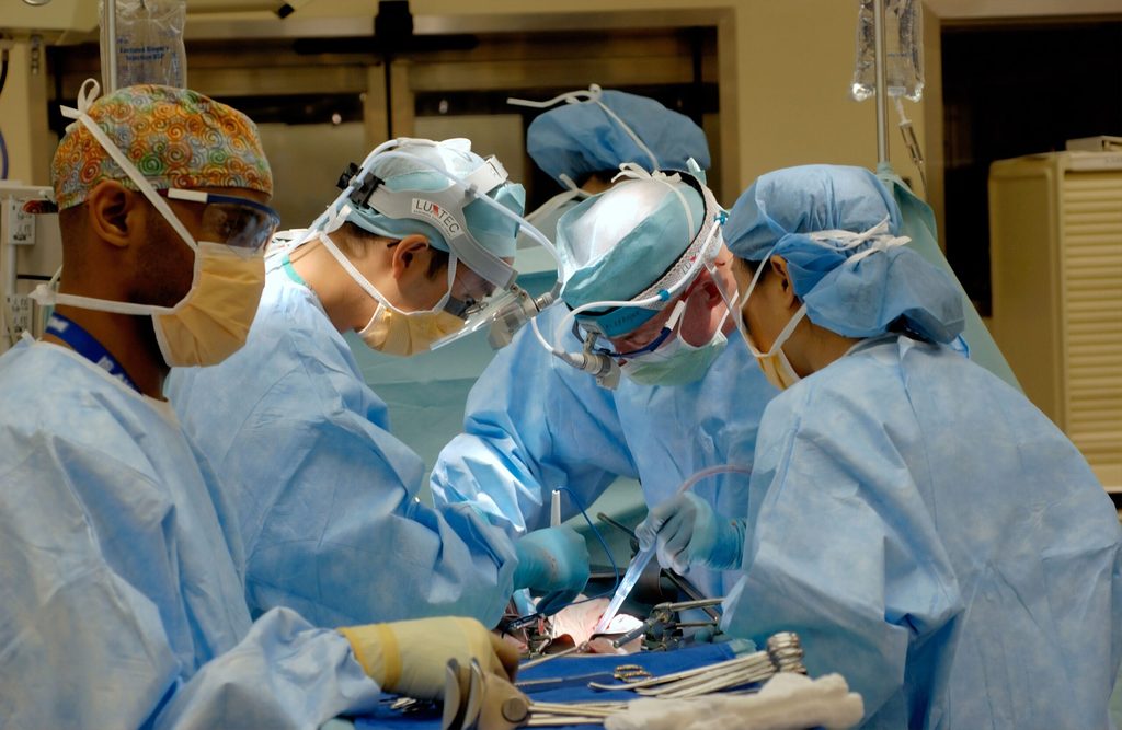 Doctors in a hospital operating theatre