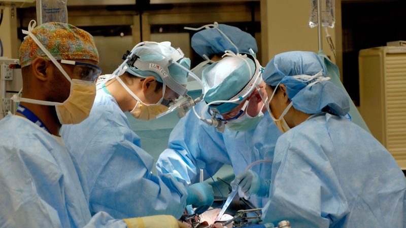 Doctors in a hospital operating theatre