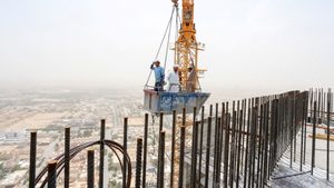Workers on a construction site in Riyadh GCC