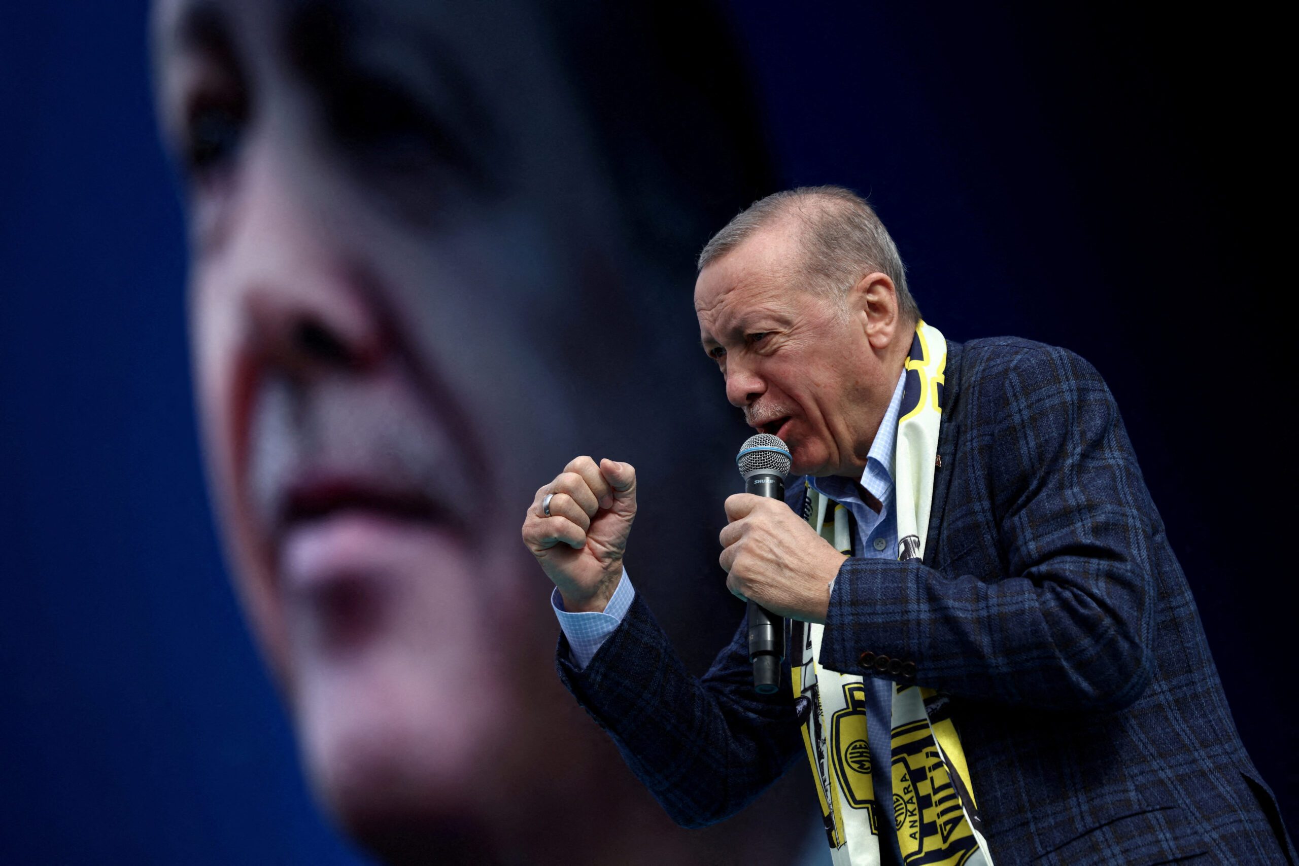 Turkish President Recep Tayyip Erdoğan holds an election rally in Ankara