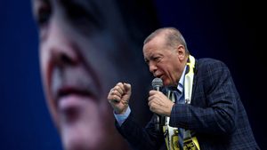 Turkish President Recep Tayyip Erdoğan holds an election rally in Ankara