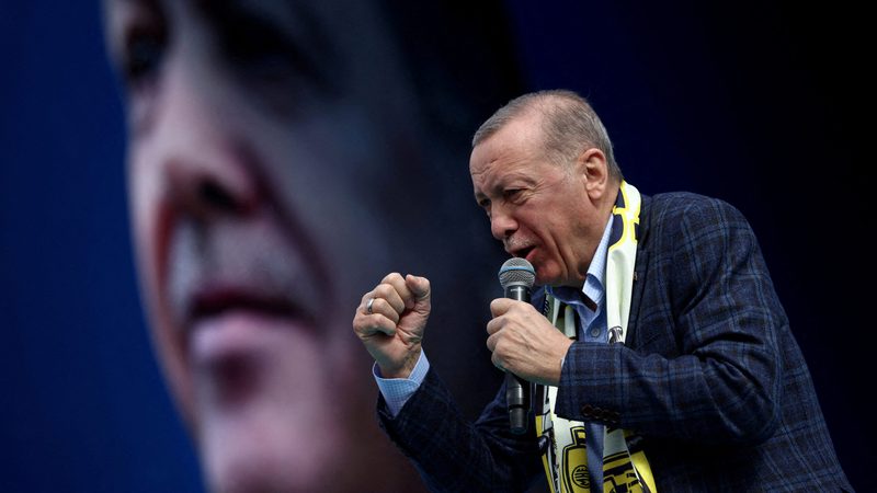 Turkish President Recep Tayyip Erdoğan holds an election rally in Ankara