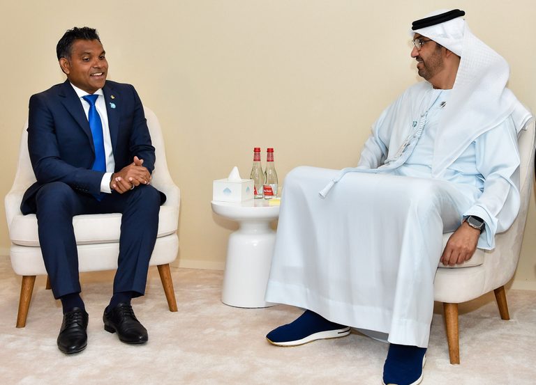 Faisal Naseem, the vice president of the Maldives, met Sultan Al Jaber during his visit to the UAE