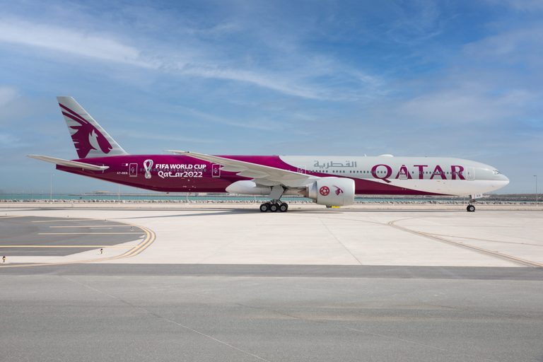 Qatar Airways plane on the runway