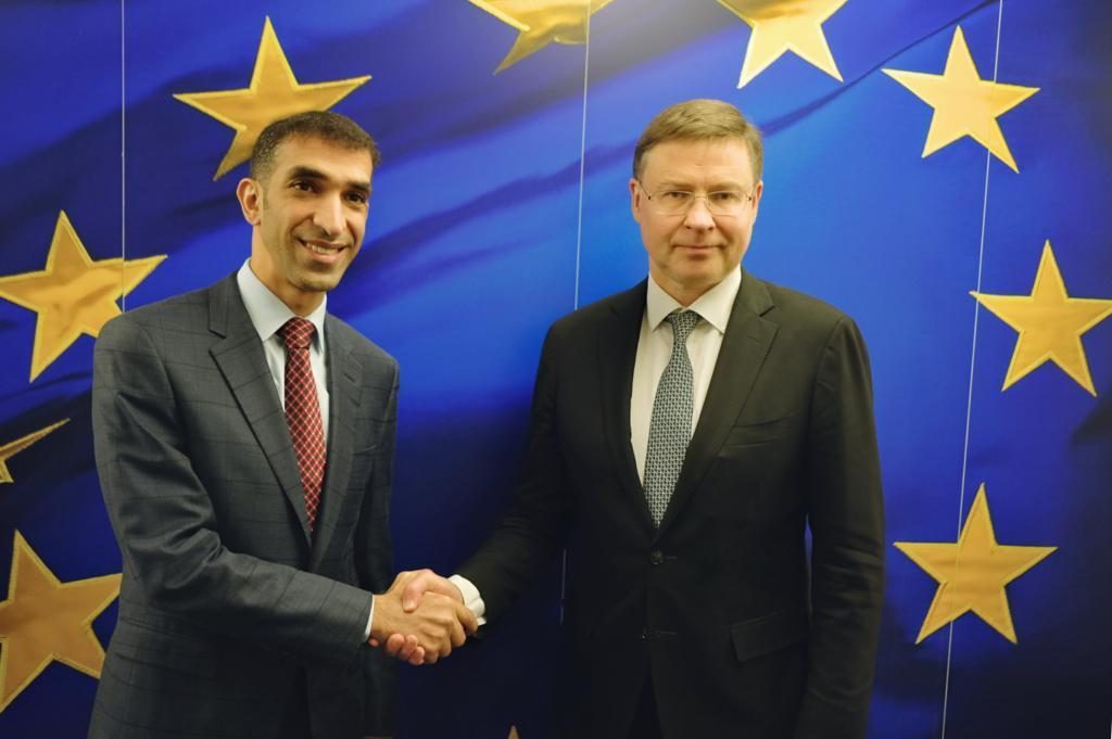 GCC EU reps UAE minister Al Zeyoudi and Dombrovskis European Commission