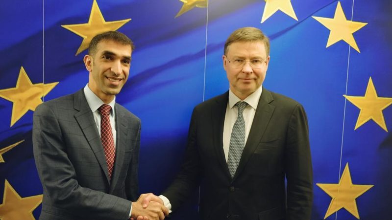 GCC EU reps UAE minister Al Zeyoudi and Dombrovskis European Commission