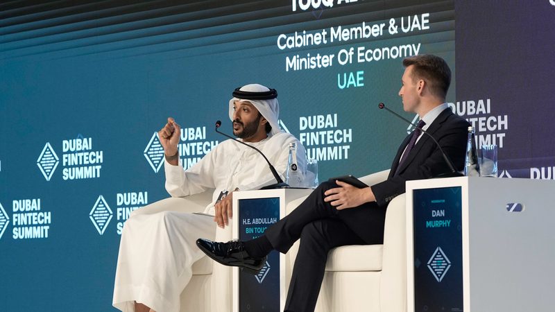 UAE Minister of Economy H.E. Abdullah Bin Touq Al Marri was one of the speakers at the Dubai Fintech Summit